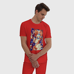 Пижама хлопковая мужская Йошикаге Кира - серийный убийца, цвет: красный — фото 2