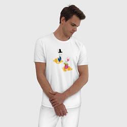 Пижама хлопковая мужская Пара кроликов в ханбоках, цвет: белый — фото 2