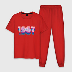 Пижама хлопковая мужская 1967 год ретро неон, цвет: красный