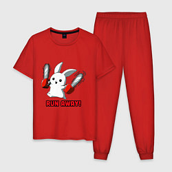 Пижама хлопковая мужская Rabbit run away, цвет: красный