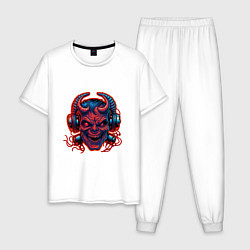 Пижама хлопковая мужская Rock Scull, цвет: белый