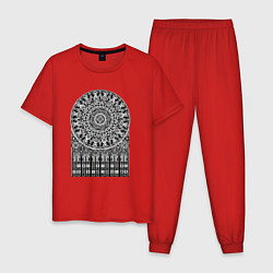 Пижама хлопковая мужская Большой готический витраж, цвет: красный