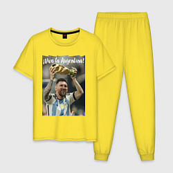 Пижама хлопковая мужская Lionel Messi - world champion - Argentina, цвет: желтый