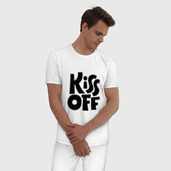 Пижама хлопковая мужская Kiss off, цвет: белый — фото 2