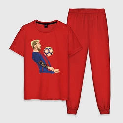 Пижама хлопковая мужская Messi Barcelona, цвет: красный