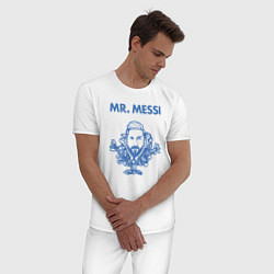 Пижама хлопковая мужская Мистер Месси, цвет: белый — фото 2