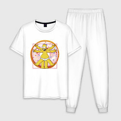 Пижама хлопковая мужская Канонические пропорции Гомера Симпсона - remake, цвет: белый