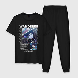 Пижама хлопковая мужская Wanderer Странник, цвет: черный