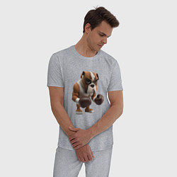 Пижама хлопковая мужская Собака чемпион по боксу, цвет: меланж — фото 2