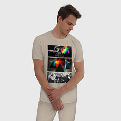 Пижама хлопковая мужская Pink floyd albums, цвет: миндальный — фото 2