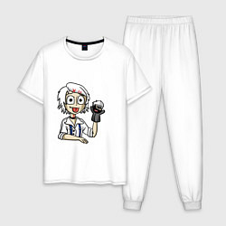 Пижама хлопковая мужская Джузо с куклой, цвет: белый