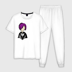 Пижама хлопковая мужская Тоука минимализм, цвет: белый