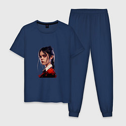 Пижама хлопковая мужская Уэнсдей, Семейка Аддамс, цвет: тёмно-синий
