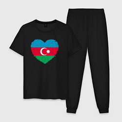 Пижама хлопковая мужская Сердце Азербайджана, цвет: черный