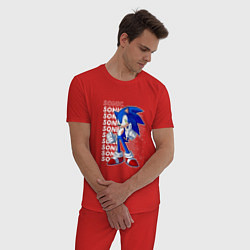 Пижама хлопковая мужская Ежик соник, цвет: красный — фото 2