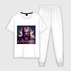 Пижама хлопковая мужская Кратос, бог войны, цвет: белый