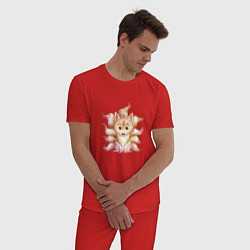 Пижама хлопковая мужская Милый девятихвостый демон, цвет: красный — фото 2