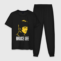 Пижама хлопковая мужская Bruce Lee warrior, цвет: черный