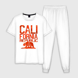 Пижама хлопковая мужская Republic California, цвет: белый