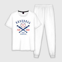 Пижама хлопковая мужская Чемпионы бейсбола, цвет: белый