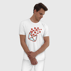 Пижама хлопковая мужская Письмо с сердечками, цвет: белый — фото 2