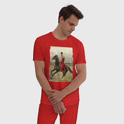 Пижама хлопковая мужская Николай II на коне, цвет: красный — фото 2