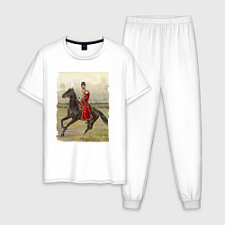 Пижама хлопковая мужская Николай II на коне, цвет: белый