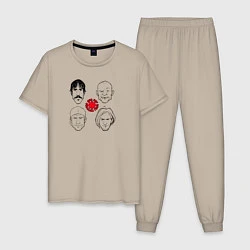 Пижама хлопковая мужская Red Hot Chili Peppers фан-арт, цвет: миндальный