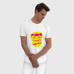Пижама хлопковая мужская Gorilla face, цвет: белый — фото 2