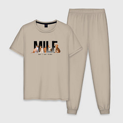 Пижама хлопковая мужская Man I love Felines - MILF, цвет: миндальный