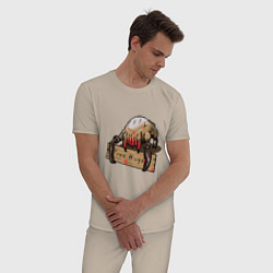 Пижама хлопковая мужская Hugs from crab, цвет: миндальный — фото 2