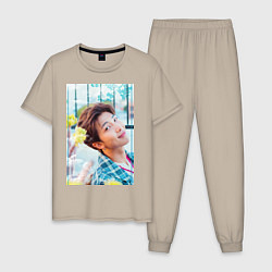 Пижама хлопковая мужская Handsome Namjoon, цвет: миндальный