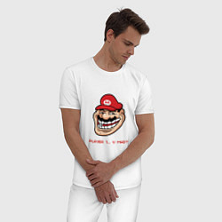 Пижама хлопковая мужская Mario player 1, цвет: белый — фото 2