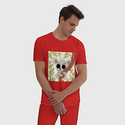 Пижама хлопковая мужская Коала милый, цвет: красный — фото 2