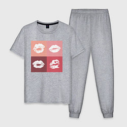 Пижама хлопковая мужская Kiss pop-art, цвет: меланж