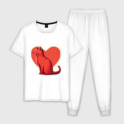 Мужская пижама Кот, любовь и сердце