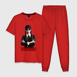 Пижама хлопковая мужская Уэнсдэй Аддамс, цвет: красный