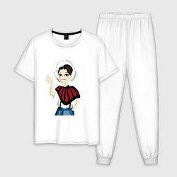 Пижама хлопковая мужская Айдол Хан, цвет: белый