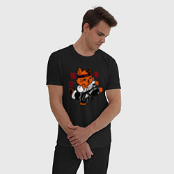 Пижама хлопковая мужская Кот каратист art, цвет: черный — фото 2