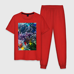 Пижама хлопковая мужская Пиксель мод, цвет: красный