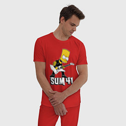 Пижама хлопковая мужская Sum41 Барт Симпсон рокер, цвет: красный — фото 2