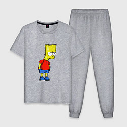 Пижама хлопковая мужская Недовольный Барт, цвет: меланж