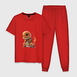 Пижама хлопковая мужская Сквиртл, цвет: красный