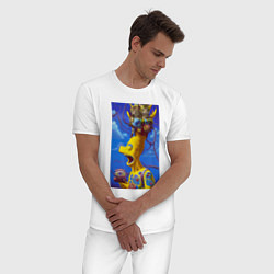 Пижама хлопковая мужская Барт Симпсон и коты - нейросеть - art, цвет: белый — фото 2