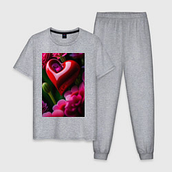 Мужская пижама Сердце с цветами