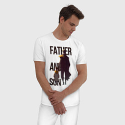 Пижама хлопковая мужская Отец и сын, цвет: белый — фото 2