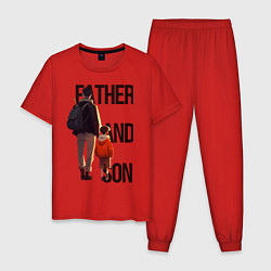 Пижама хлопковая мужская Сын и отец, цвет: красный