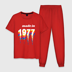 Пижама хлопковая мужская Made in 1977 liquid art, цвет: красный