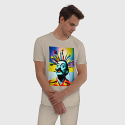 Пижама хлопковая мужская Salvador Dali: Portrait, цвет: миндальный — фото 2