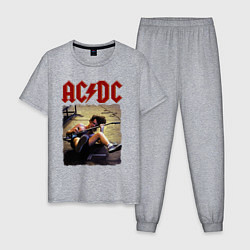 Пижама хлопковая мужская AC DC Angus, цвет: меланж